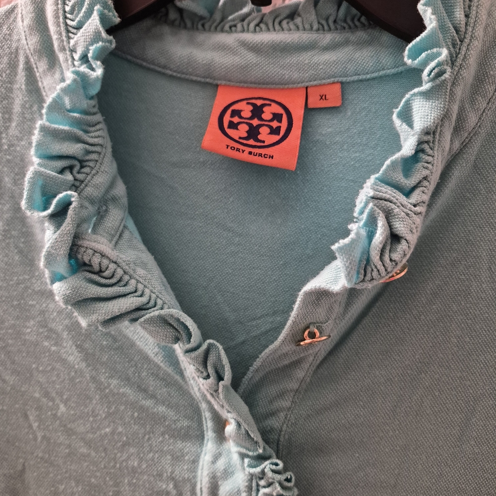 Tory Burch Light Blue Ruffle Blouse